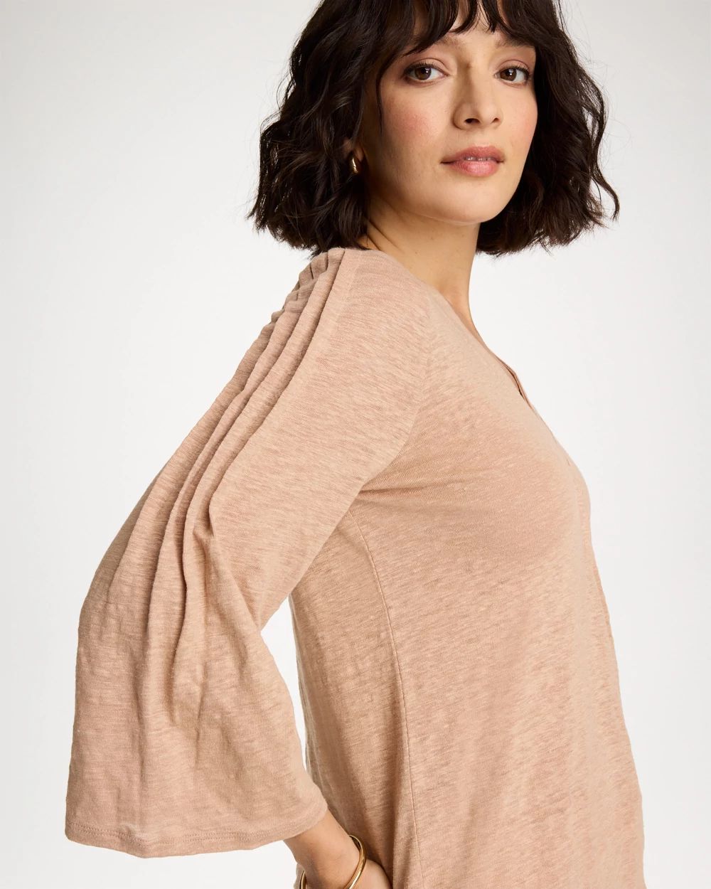 Linen Pleated Pintuck Tee click to view larger image.