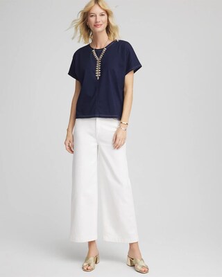 Denim Motif Tapered Dolman Top click to view larger image.