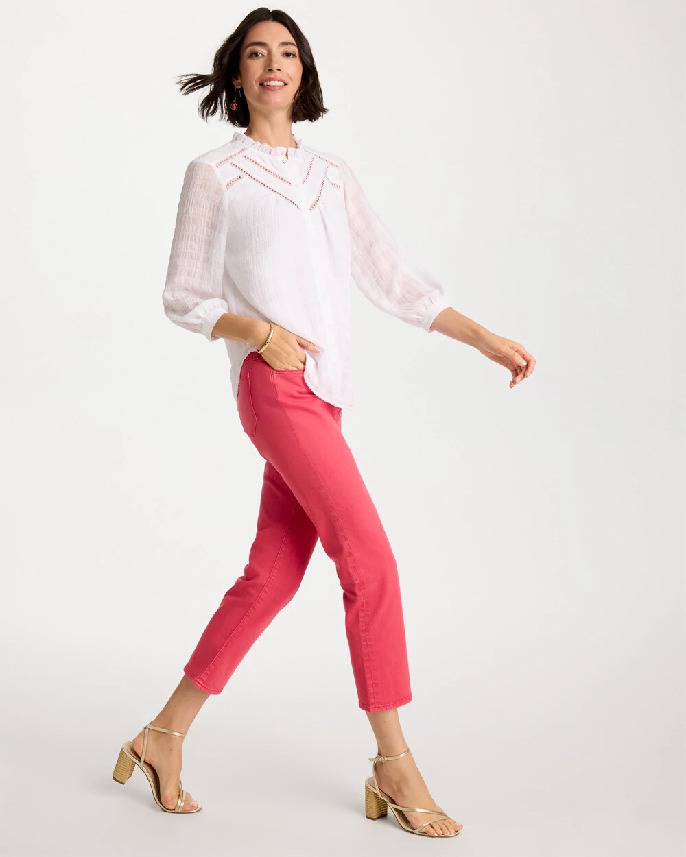 Girlfriend Roll Cuff Crop Jeans