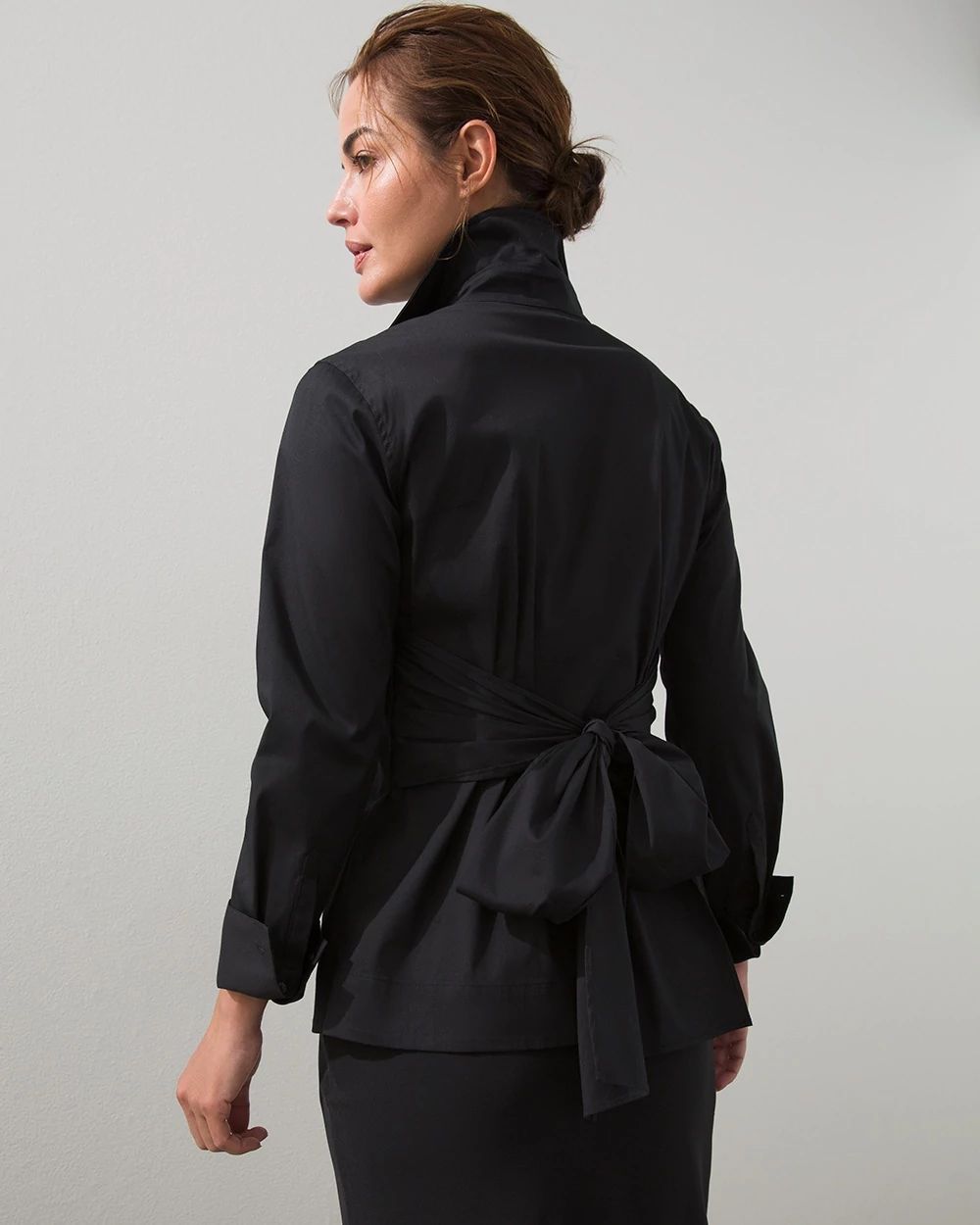 Black Label Poplin Tie Front Shirt