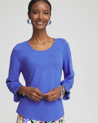 Smocked 3/4 Sleeve Tee