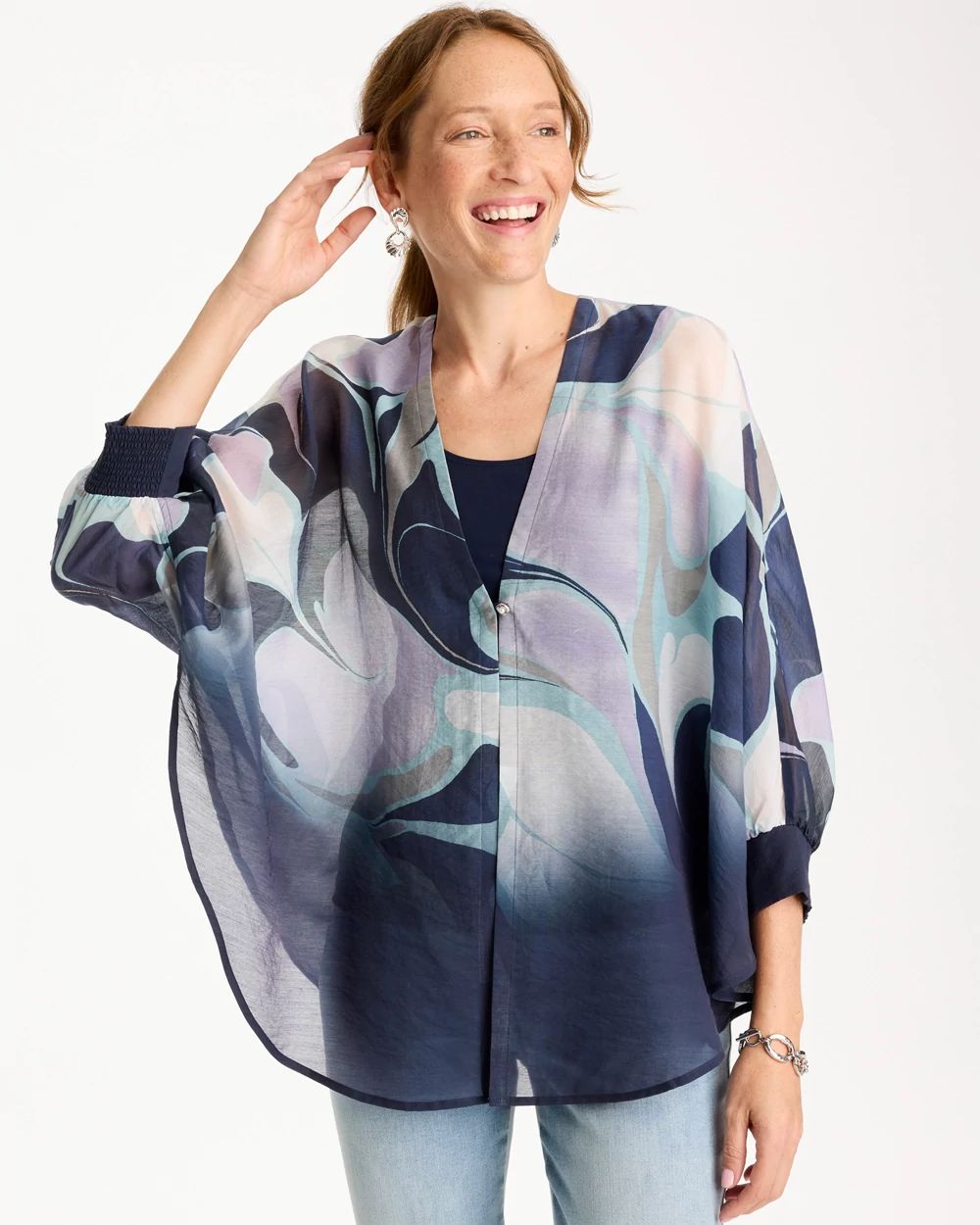 Woven Printed Cocoon Ruana