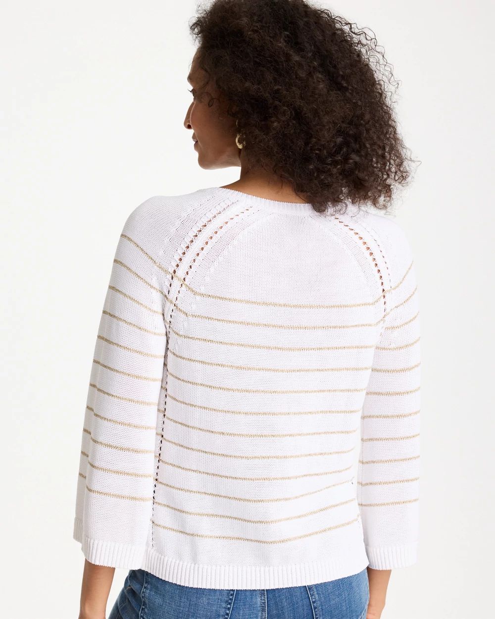 Metallic Striped Pullover Sweater