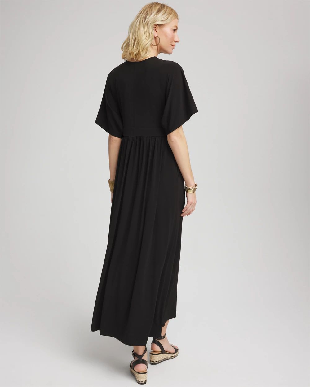 Flutter-Sleeved Jersey Maxi Dress