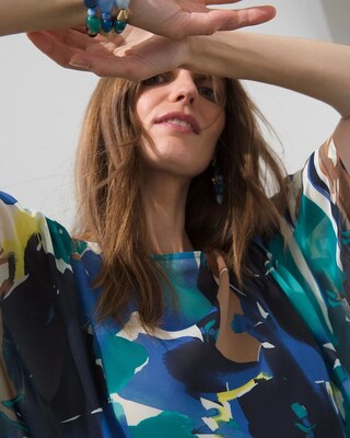 Woven Abstract Print Poncho