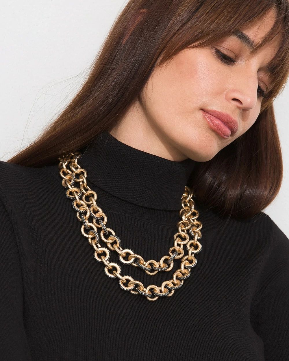 Black & Goldtone Multistrand Necklace