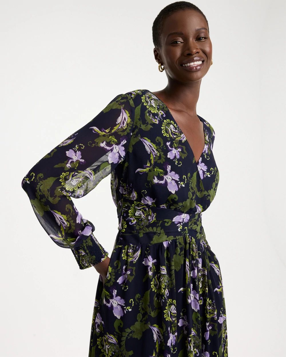 Crinkle Chiffon Surplice Maxi Dress click to view larger image.