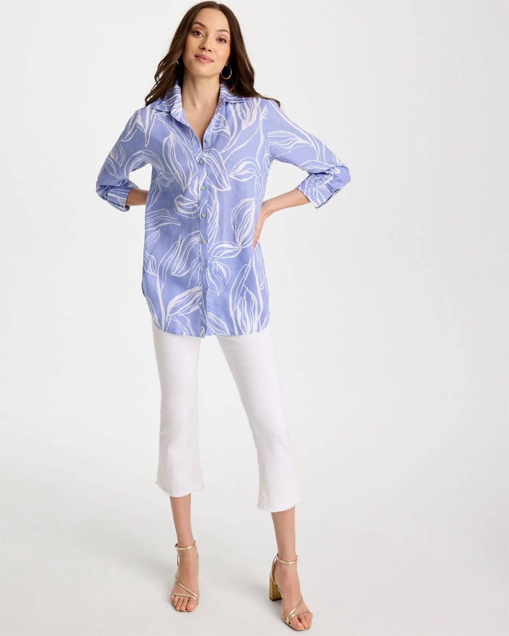 No Iron™ Printed Linen Tunic