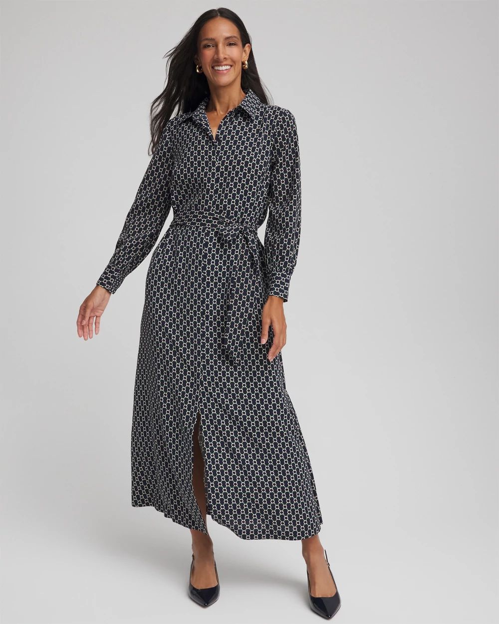 Petite Chain Print Maxi Shirtdress