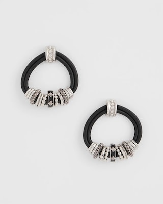 Black & Silvertone Charm Earrings