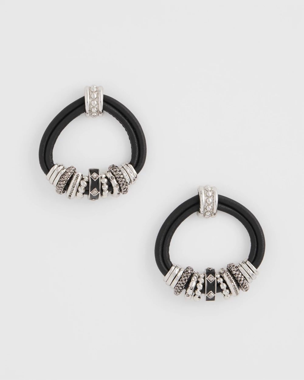 Black & Silvertone Charm Earrings