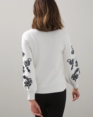 Contrast Beaded Pullover Sweater