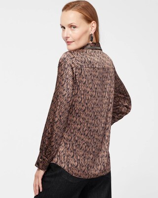 Leopard Ikat Ball Chain Detail Shirt