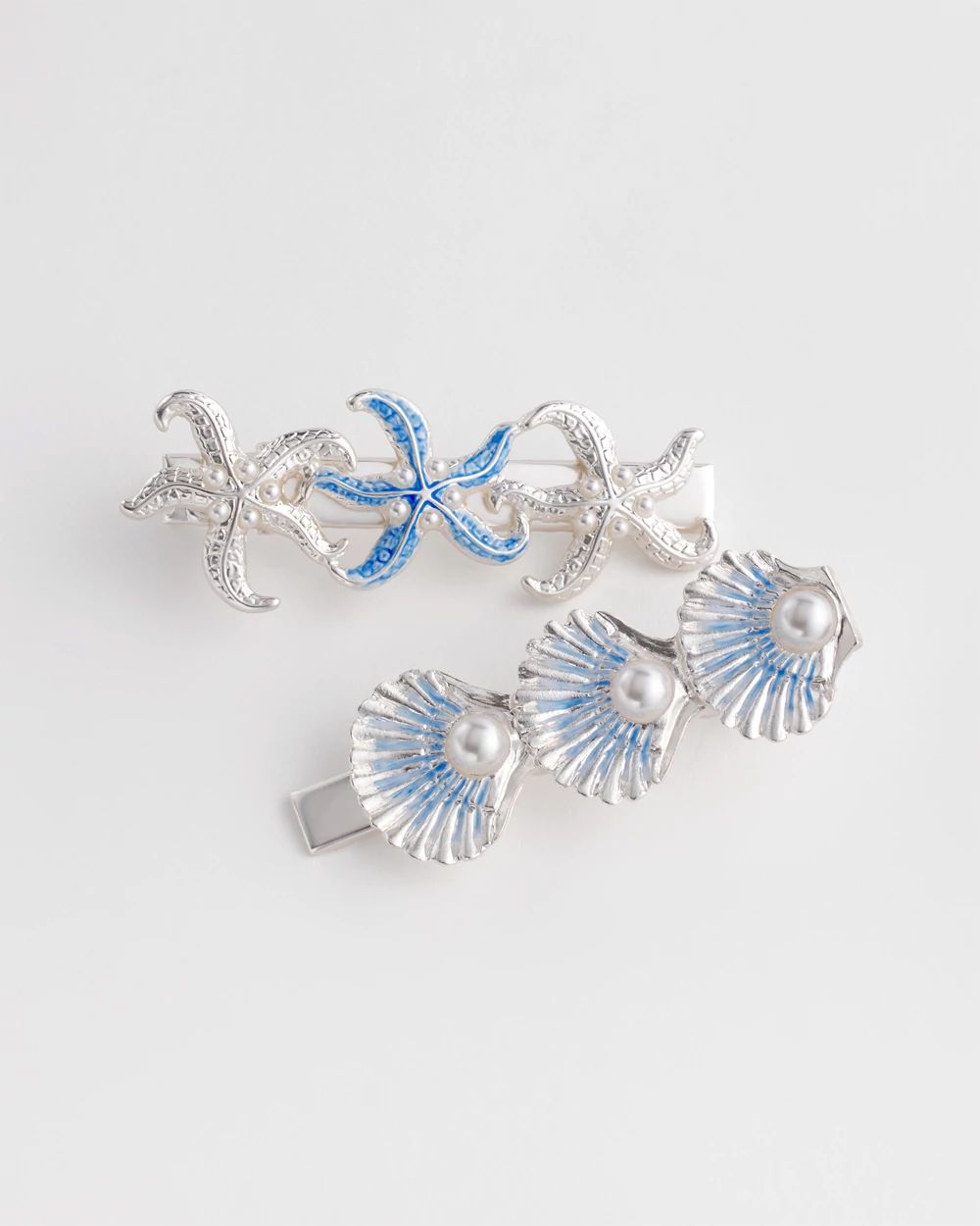 Silvertone Ocean Motif Hair Pins