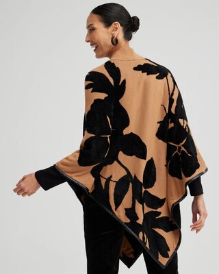 Floral Knit Triangle Poncho