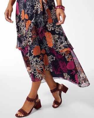 Chiffon Floral Faux Wrap Dress