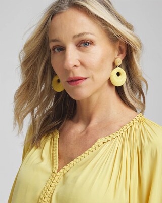 No Droop™ Yellow Raffia Drop Earrings