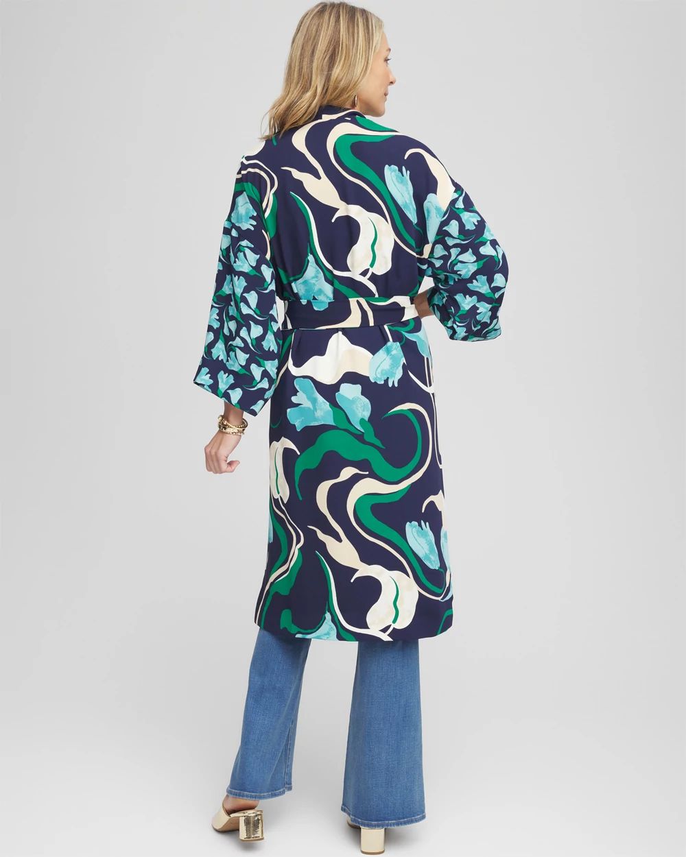 Long Wildflower Open-Front Kimono click to view larger image.
