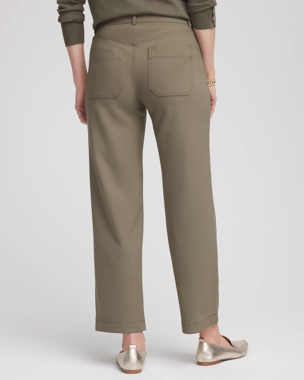 Bi-Stretch Straight Cropped Ankle Pants