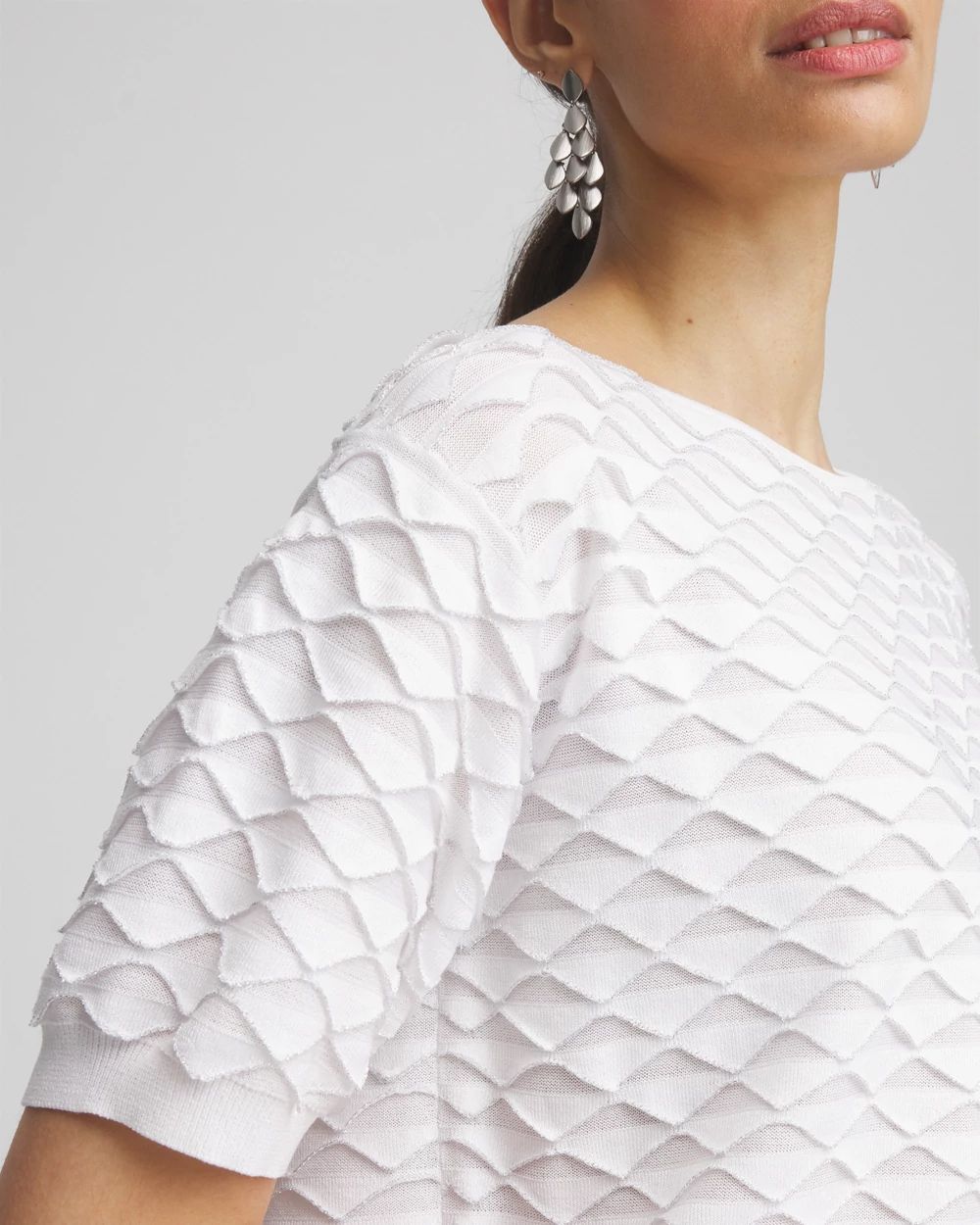 Metallic Bateau Neck Pullover Sweater