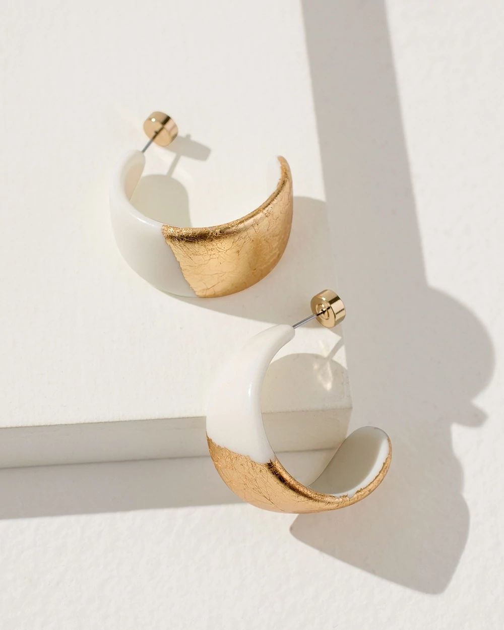 White Foil Hoop Earrings