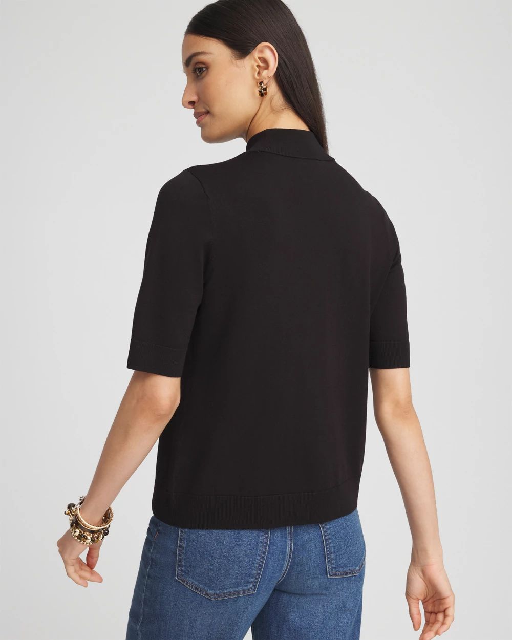 Elbow Sleeve Mock Neck Sweater
