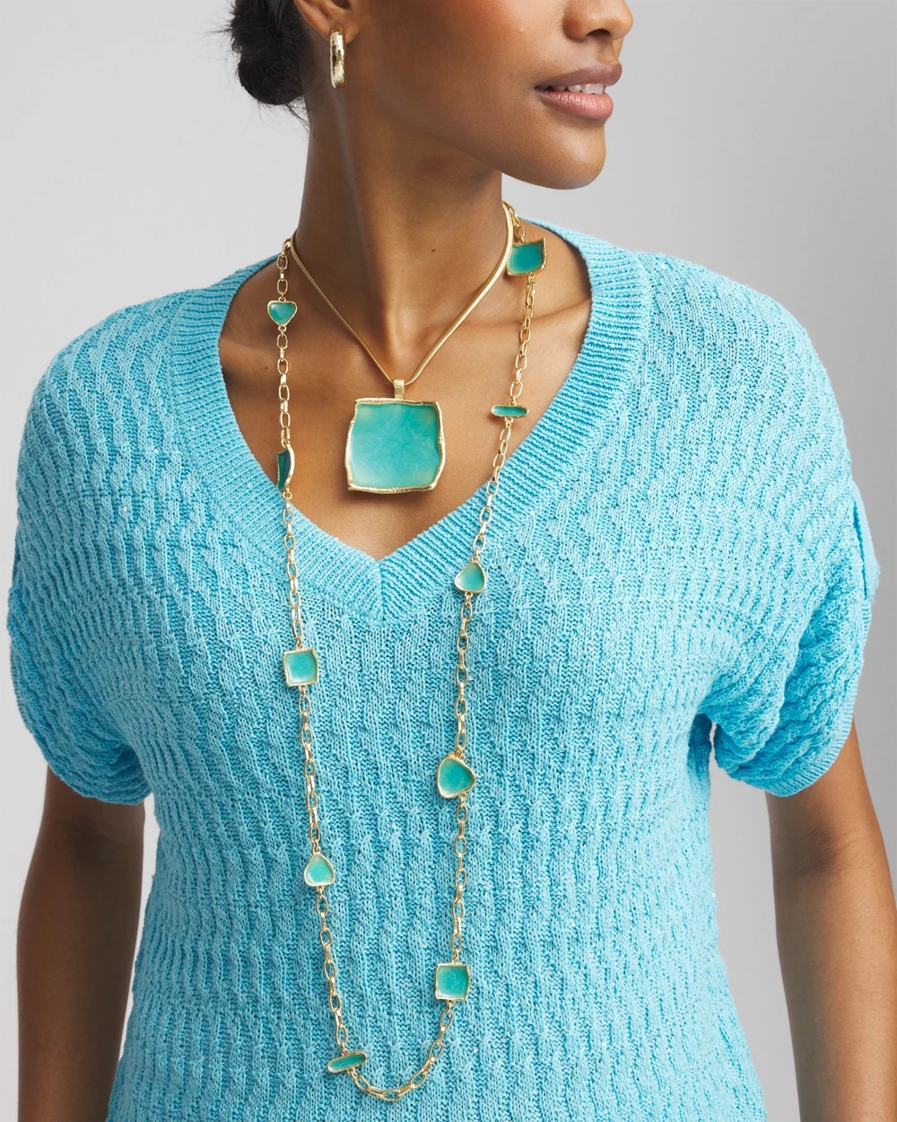 Gold-Tone Square Pendant Necklace