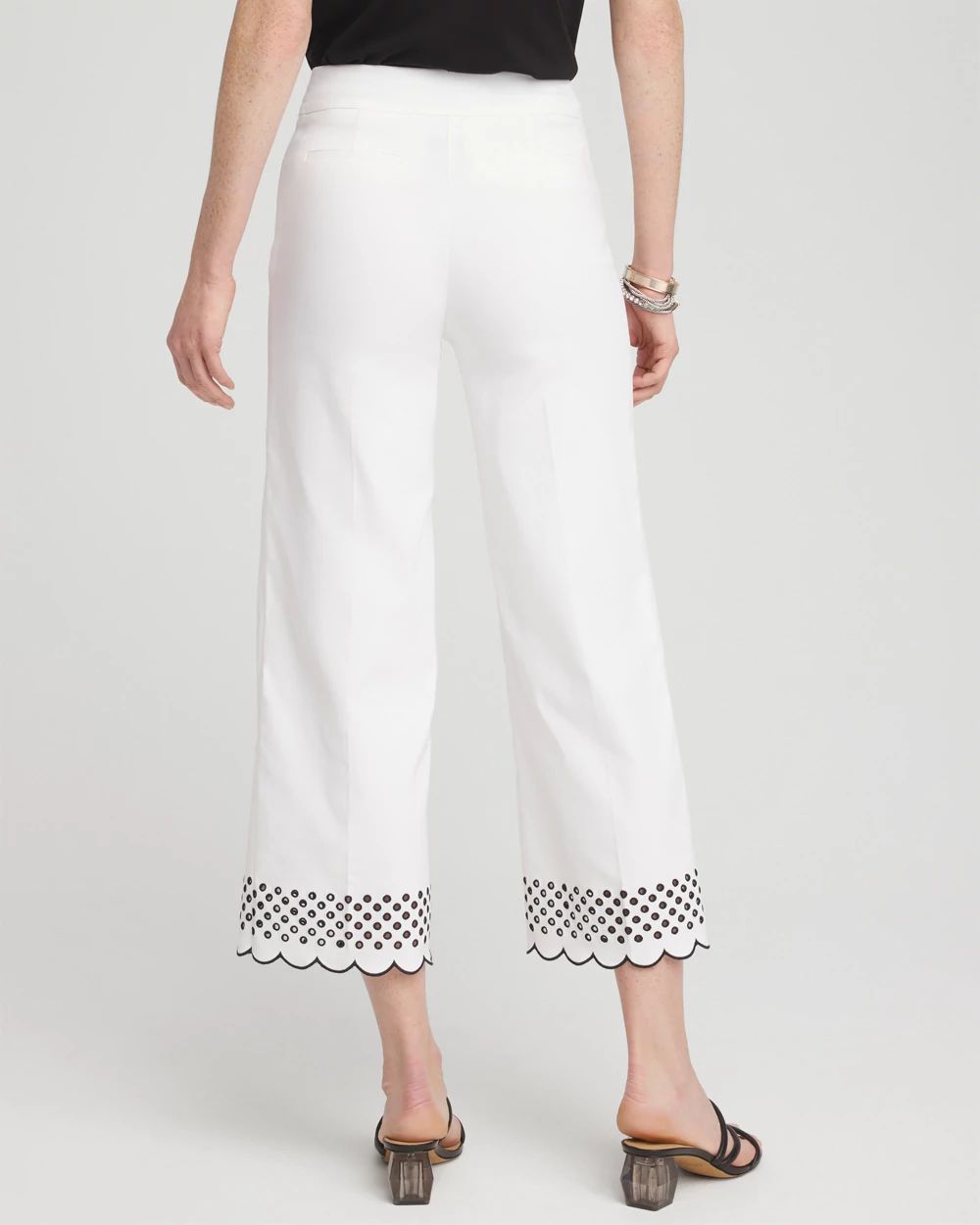 Petite Brigitte Embroidered Wide Leg Cropped Pants