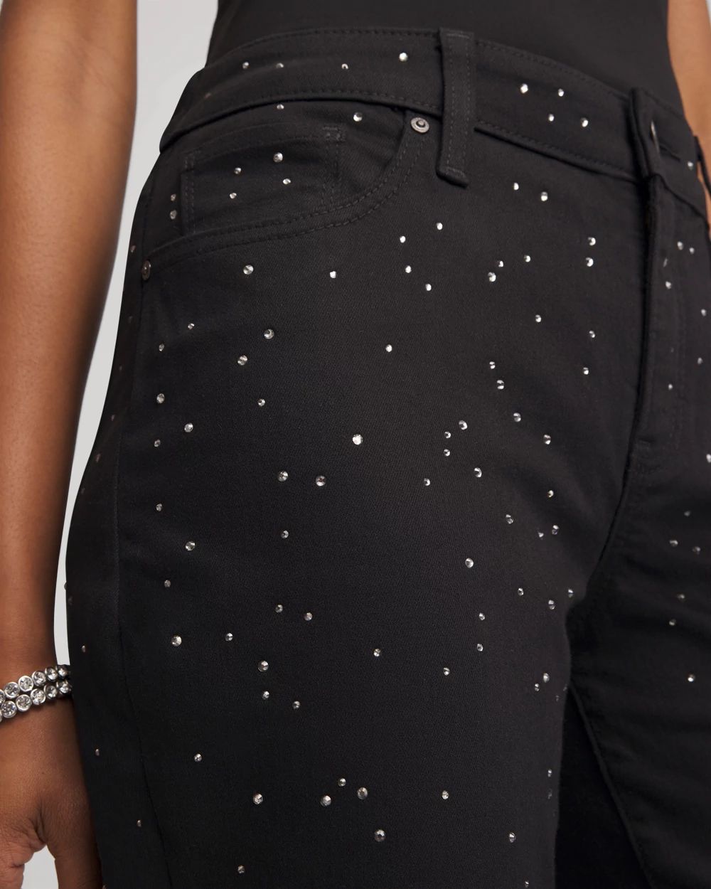 Stone Embellished Girlfriend Slim Ankle Jeans click to view larger image.