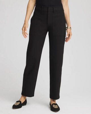 Bi-Stretch Straight Cropped Ankle Pants