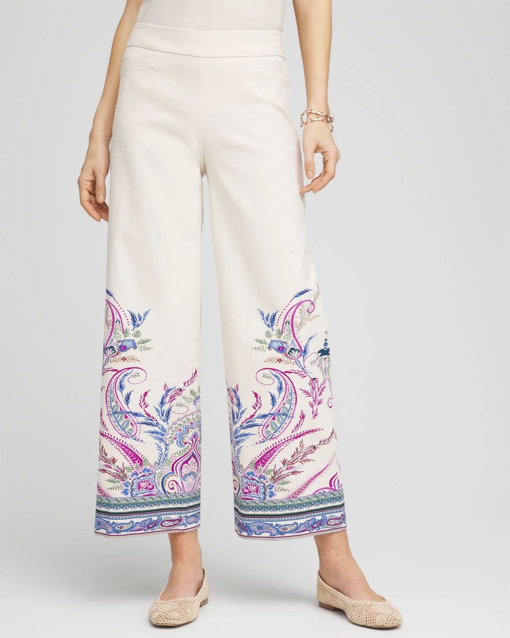 Petite Brigitte™ Paisley Wide-Leg Cropped Pants