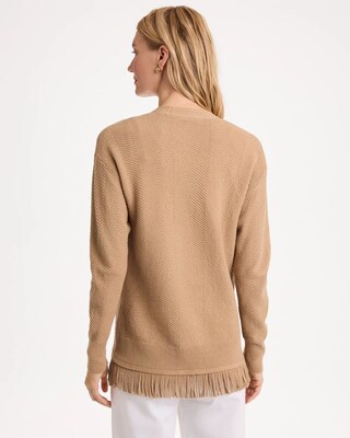 Cotton-Blend Fringed Long-Sleeve Cardigan click to view larger image.
