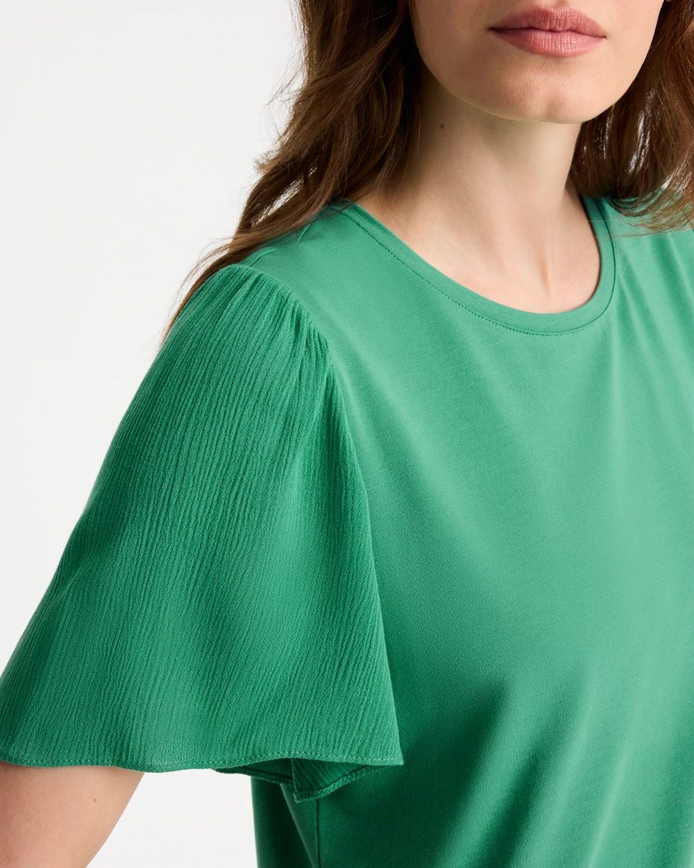 Gauze Sleeve Soft-Stretch Tee click to view larger image.