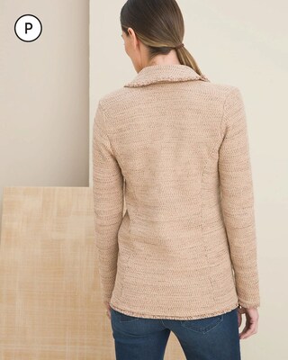 Petite Tweed Fringe Cardigan Sweater
