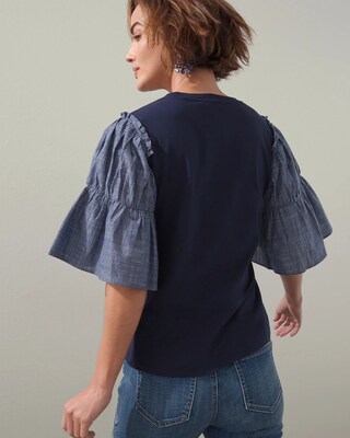 Chambray Tiered Sleeve Tee