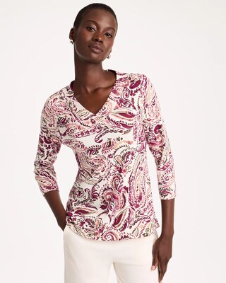 Paisley Pima Cotton 3/4 Sleeve Tee