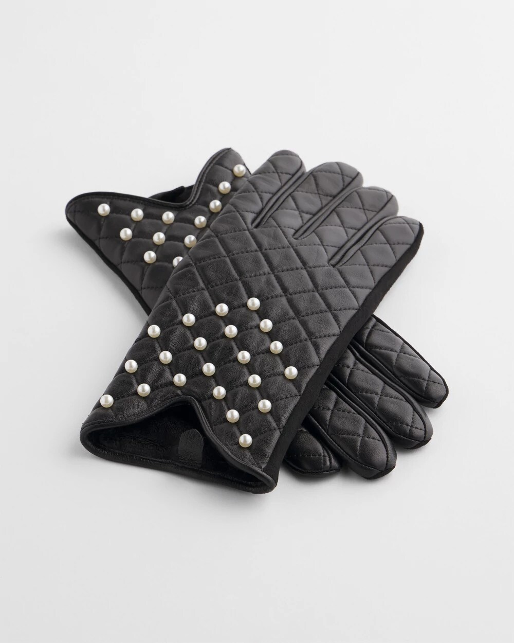 Leather Pearl Quilted Gloves