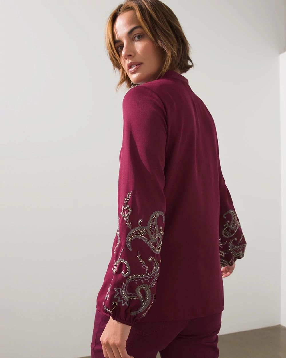 Embellished Sleeve Pullover Top