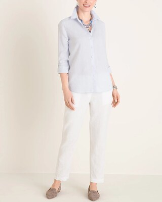 No-Iron Linen Roll-Tab Sleeve Shirt
