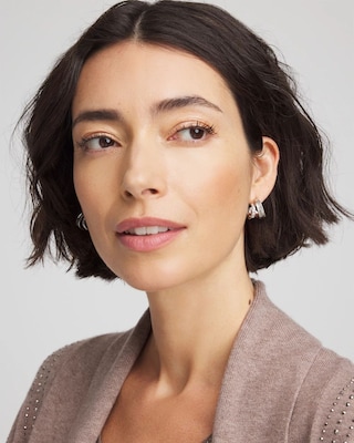 Silver Double Mini Hoop Earrings click to view larger image.