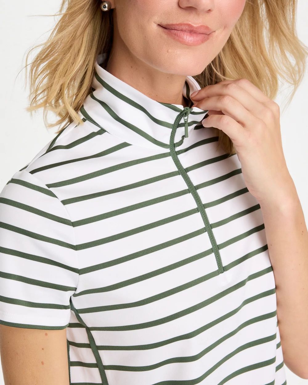 Zenergy® UPF Striped Half Zip Polo