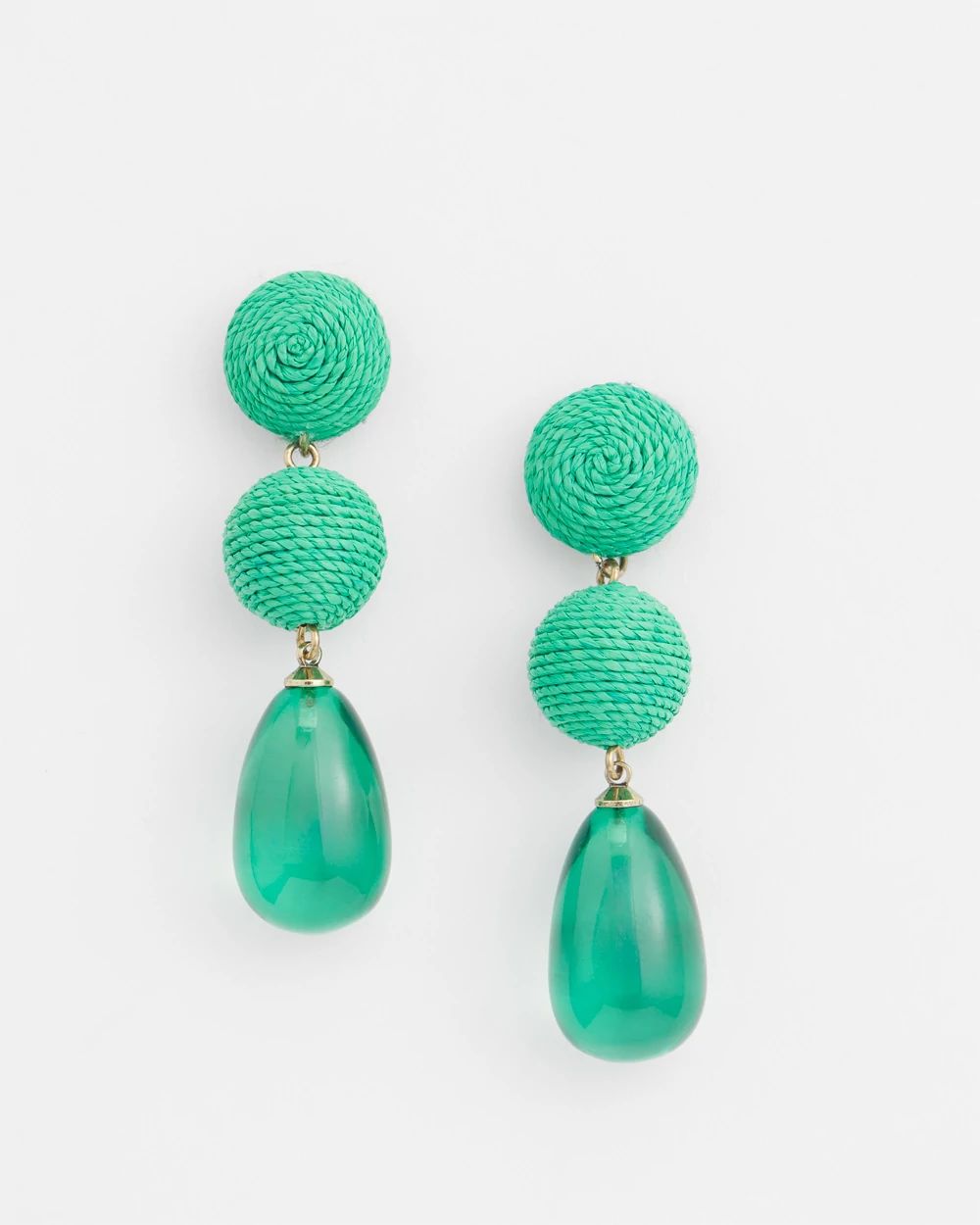 No Droop™ Green Raffia Drop Earrings
