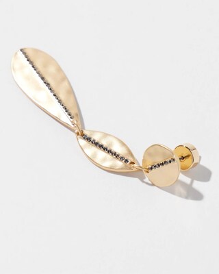 Gold Tone Leaf Linear Earrings