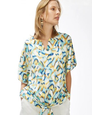 Ikat Tie-Front Top