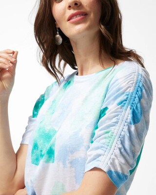 Linen Confetti Ruched Sleeve Tee