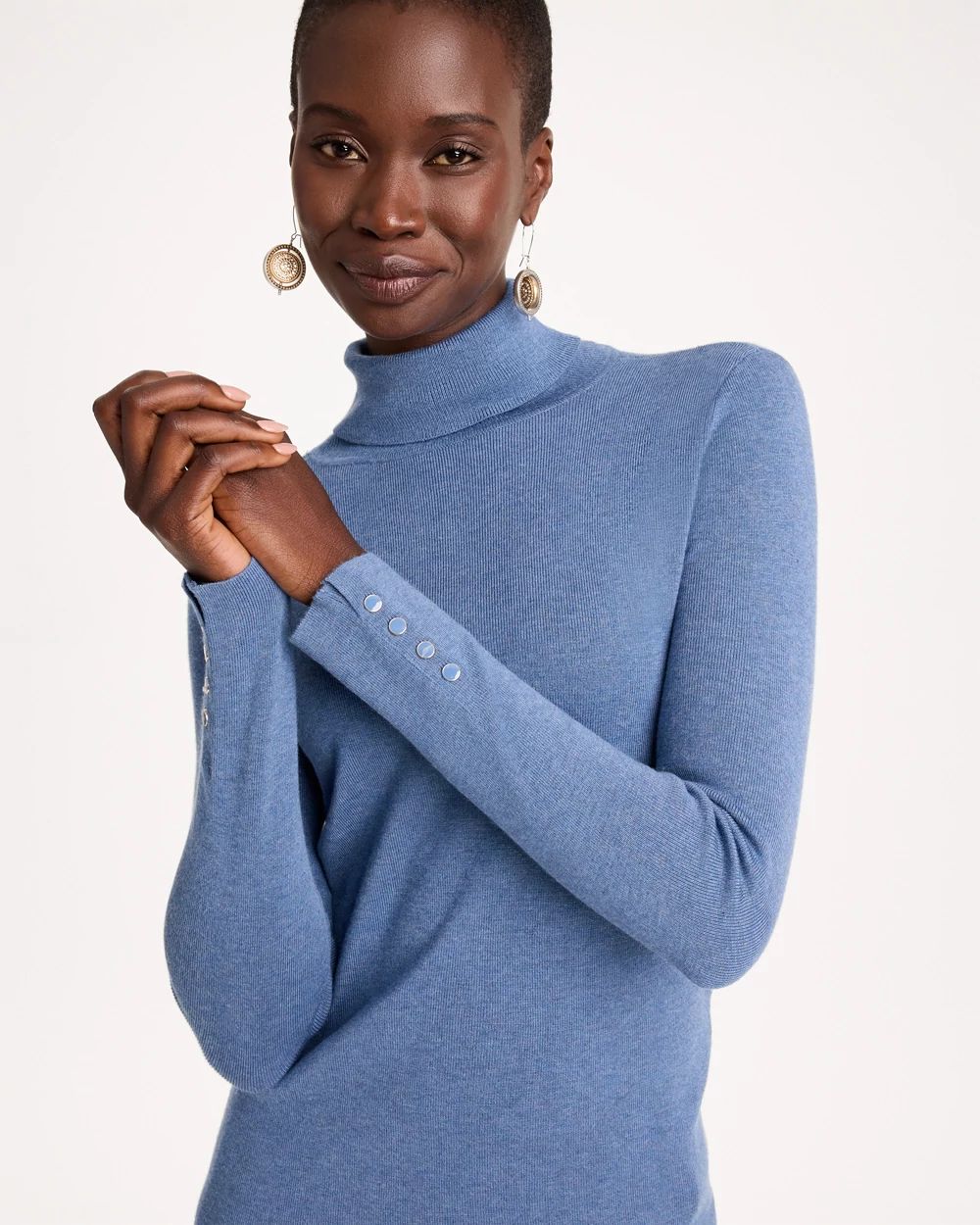Ella Button Cuff Turtleneck Sweater click to view larger image.