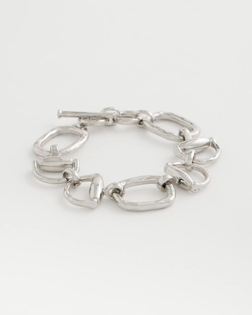 Silvertone Open Link Toggle Bracelet