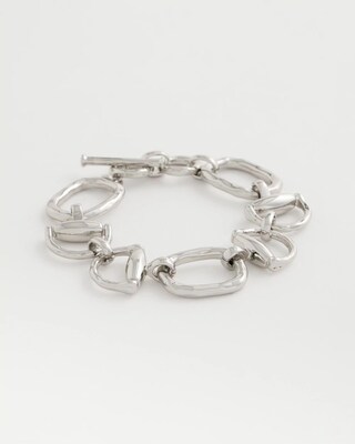 Silvertone Open Link Toggle Bracelet
