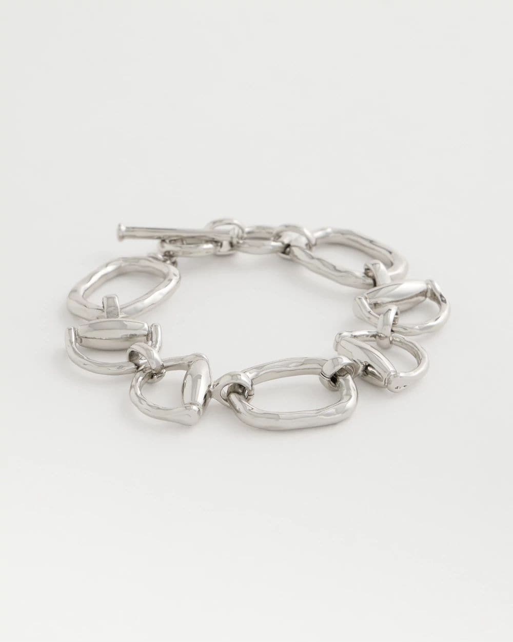 Silvertone Open Link Toggle Bracelet