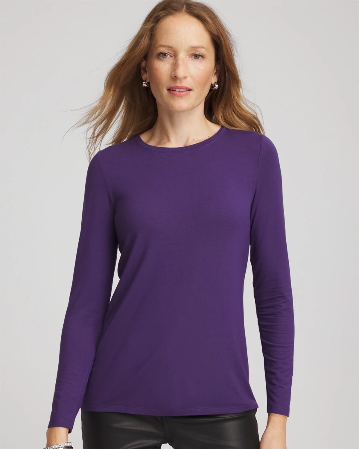 Chico's Touch Of Cool Layering Tee In Purple Elixir